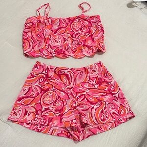 Lilly Pulitzer Pink Ivy Cropped Top Set 00